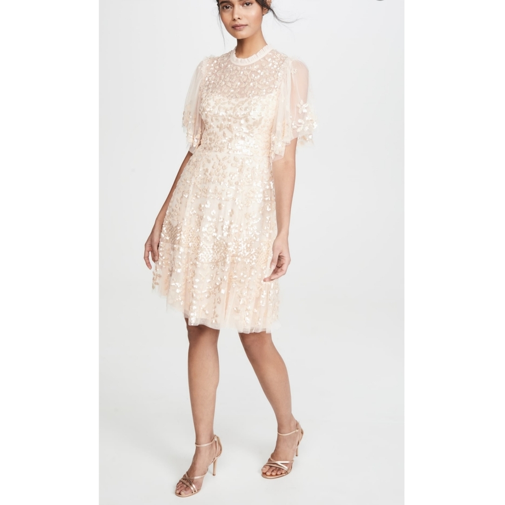 Needle & Thread Honesty Floral Sequin Embellishments Mini Dress
